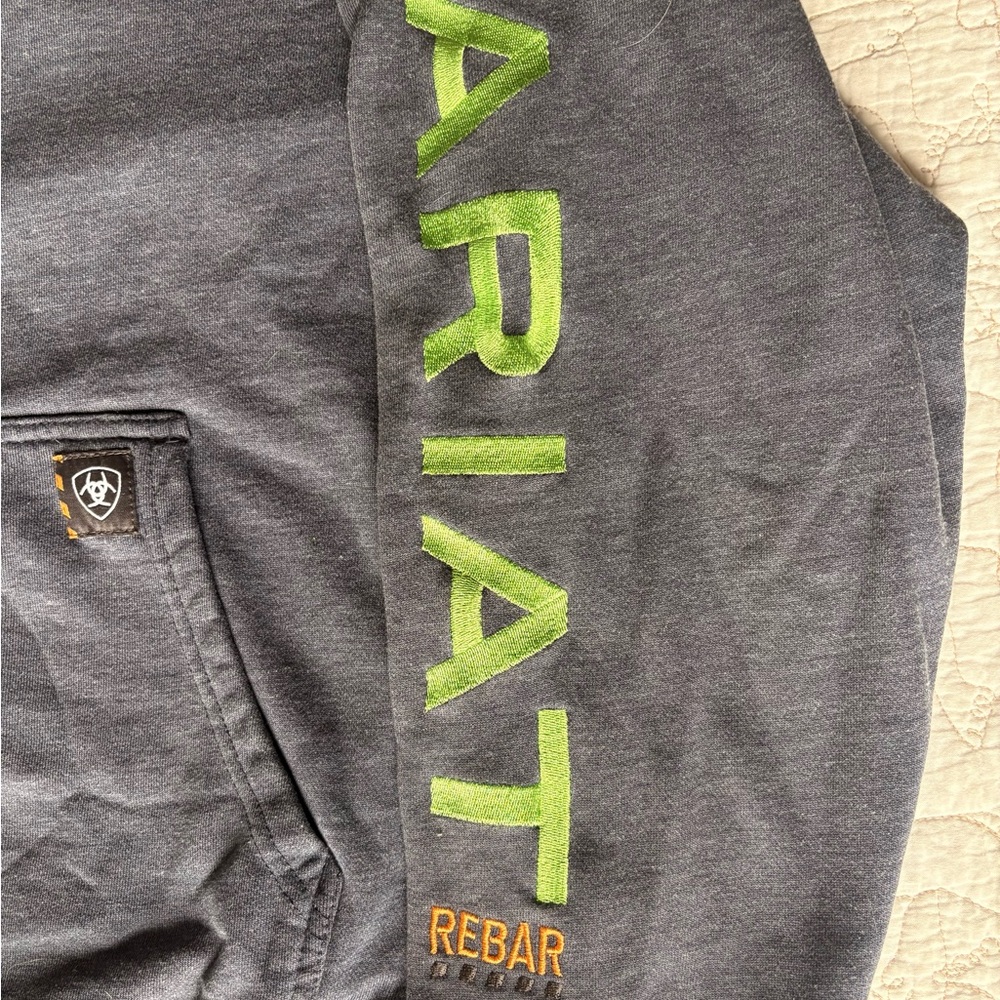 Ariat Navy Hoodie with Lime Logo - Picture 4 of 6